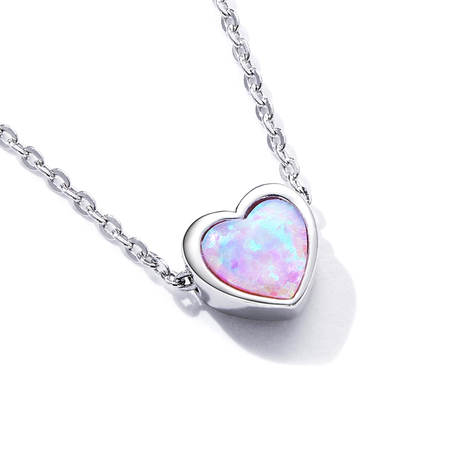 925 Sterling Silver and Platinum Plated Translucent Opal Necklace, 43.5cm Adjustable Chain, for Women DestGlow