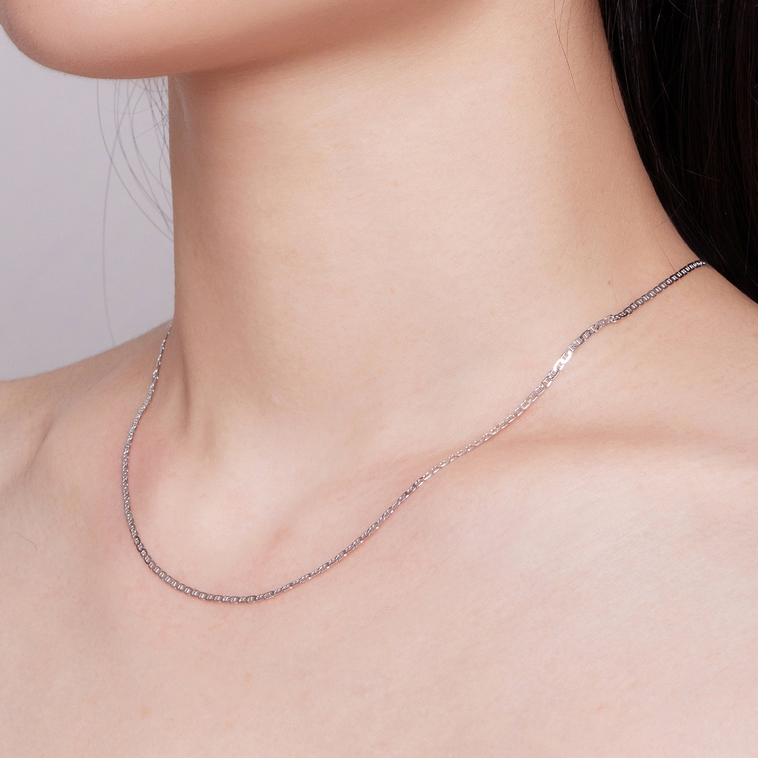 925 Sterling Silver Plated Platinum 45cm Necklace DestGlow