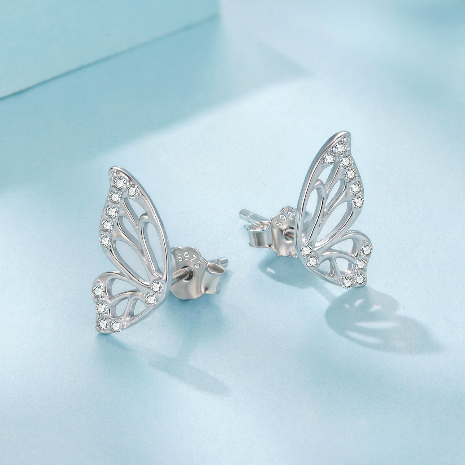 925 Sterling Silver White Gold Plated Pavé Set CZ Earrings - Small Size DestGlow