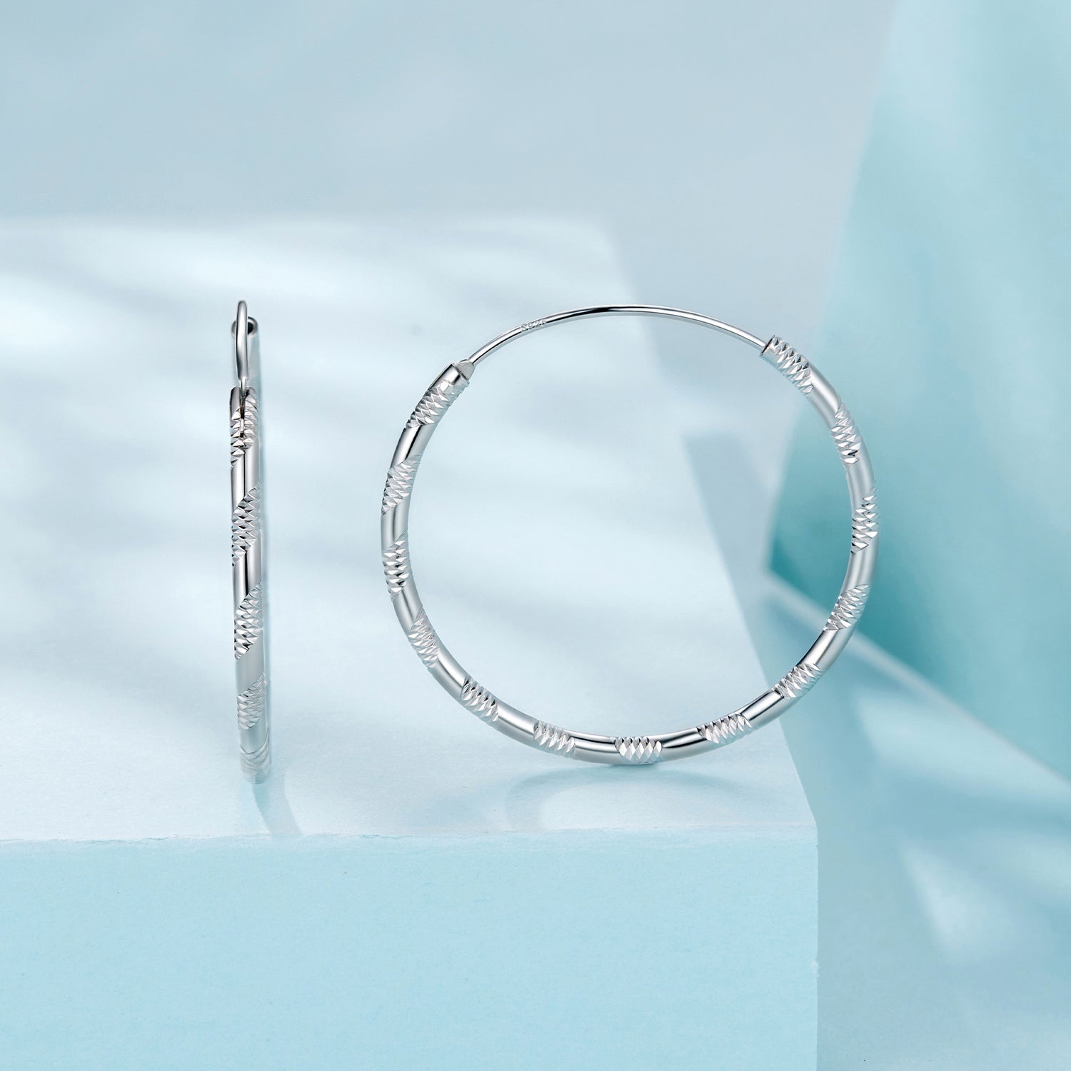 925 Sterling Silver Plated White Gold Earrings 3.0cm for Women DestGlow
