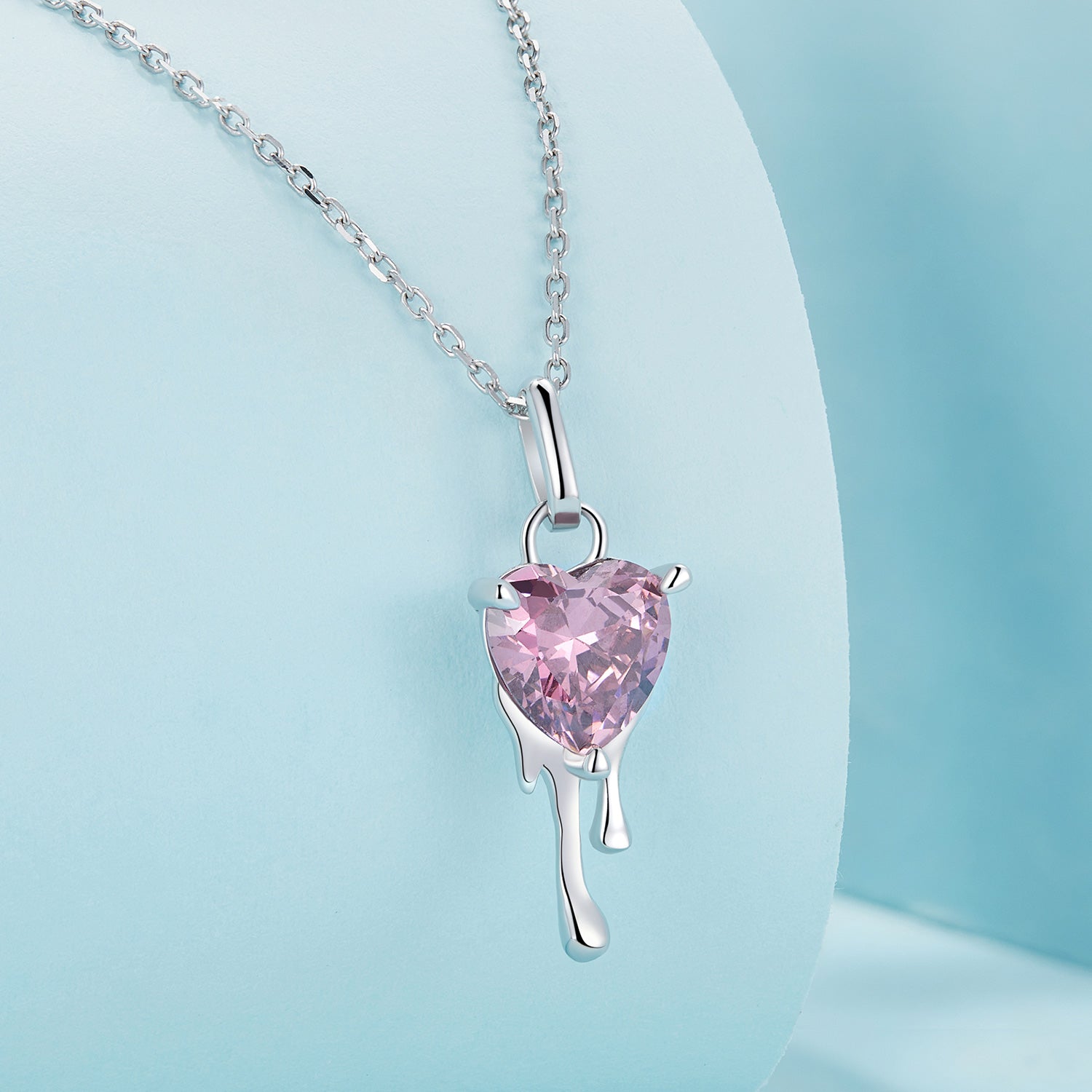 925 Sterling Silver Adjustable Necklace with Pavé Setting CZ & Pendant for Women DestGlow