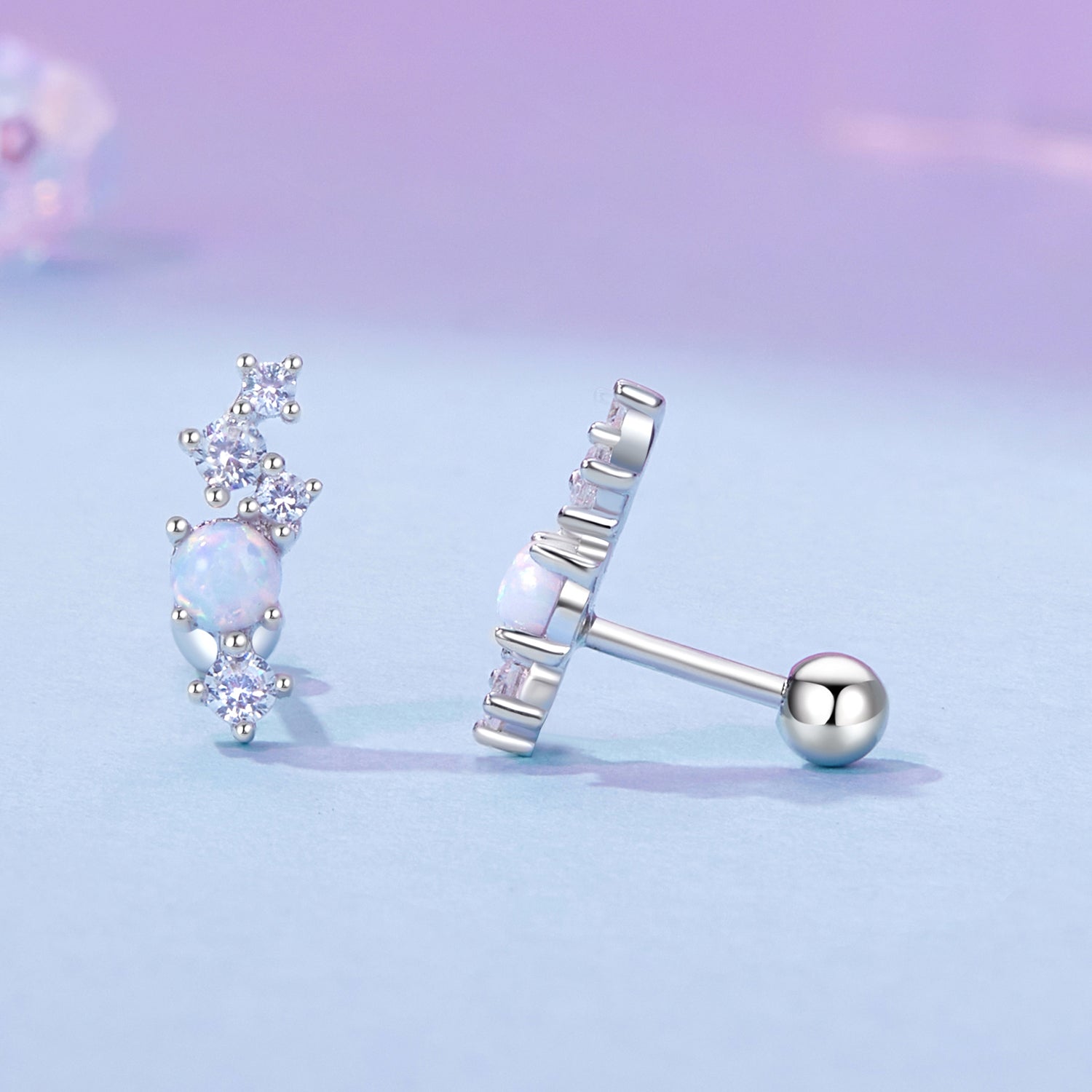 925 Sterling Silver Translucent Opal CZ Earrings for Women DestGlow