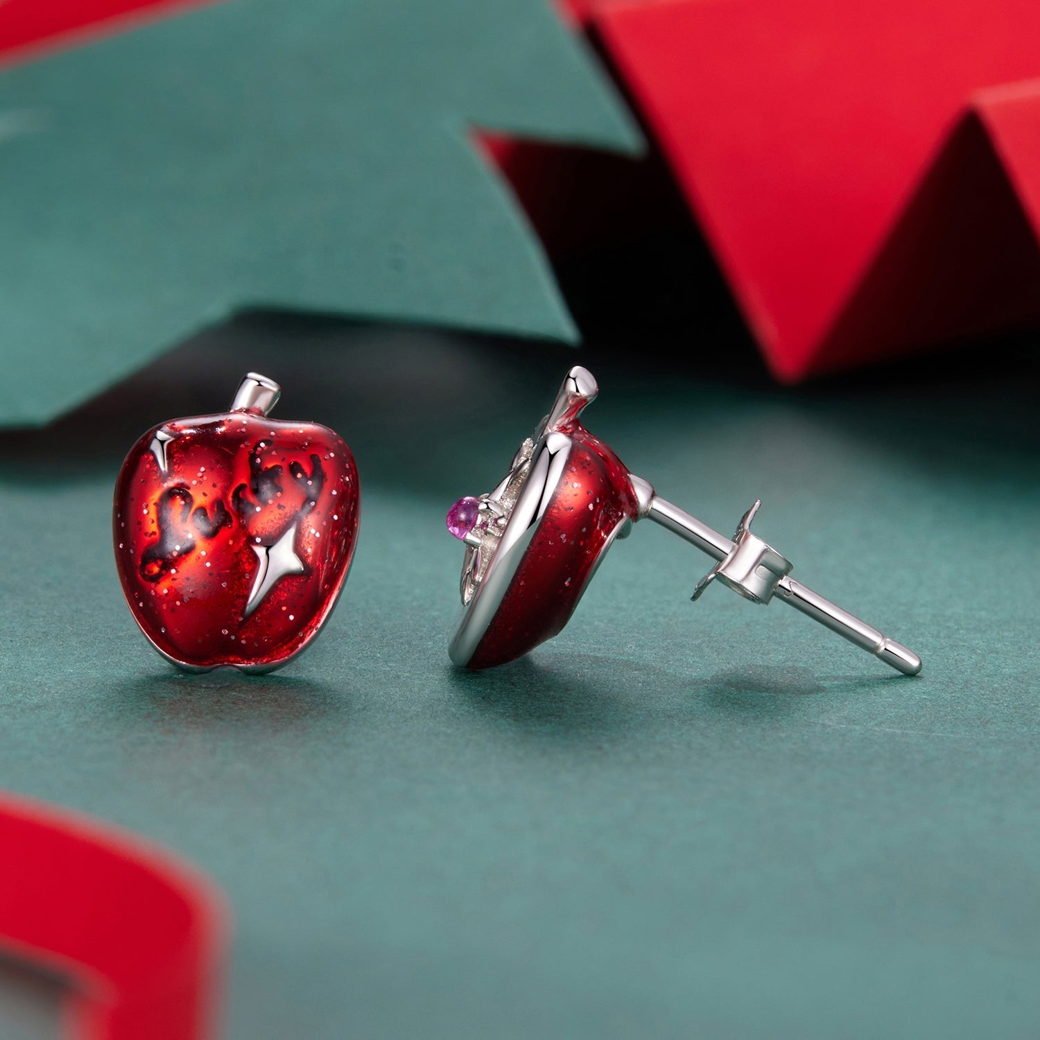 925 Sterling Silver Earrings with Synthetic Spinel & Enamel, 1.1x0.8cm for Women DestGlow