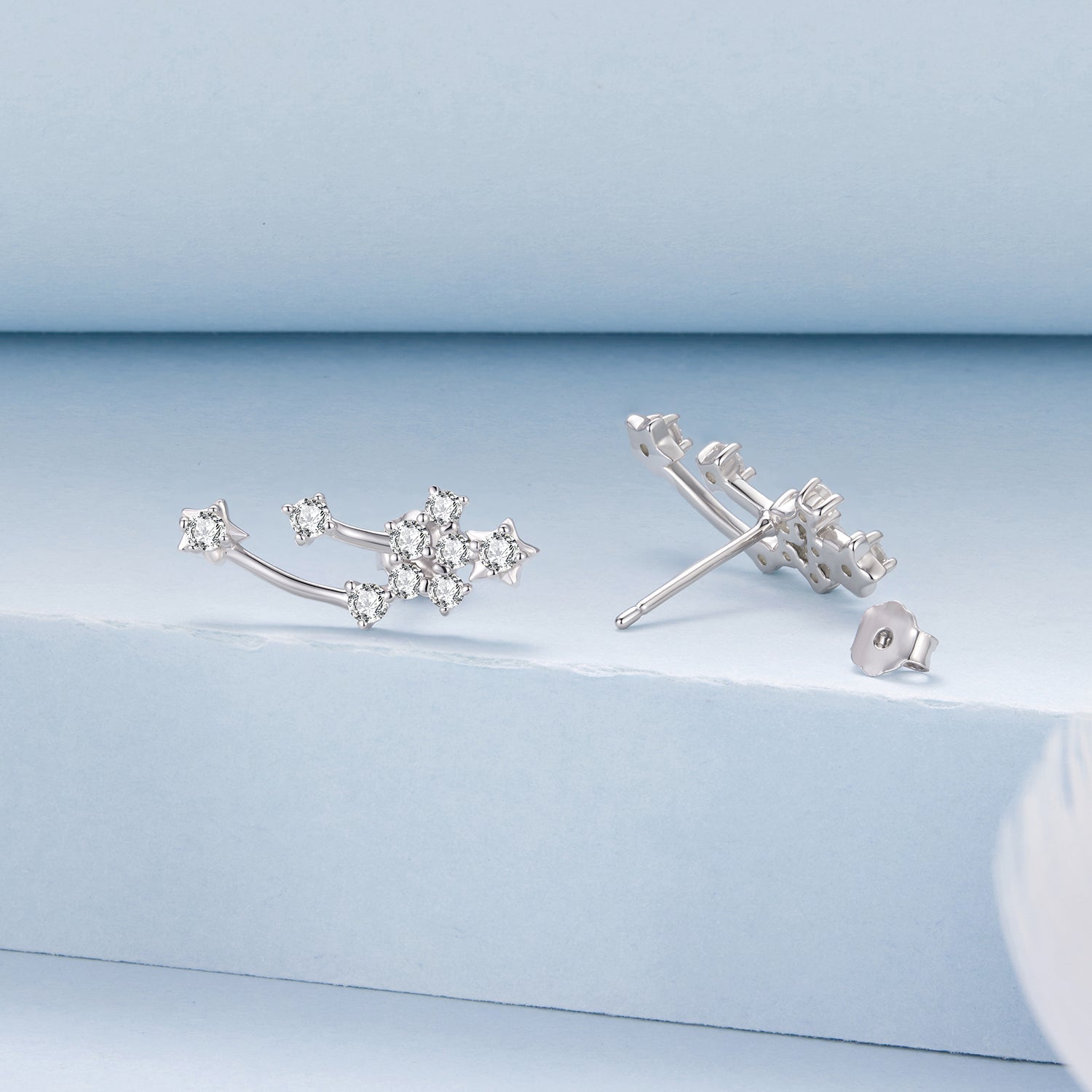 925 Sterling Silver & Brass White Gold Plated Earrings with CZ for Women DestGlow