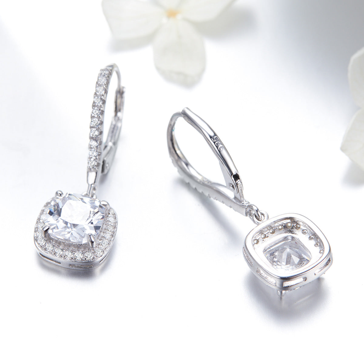 925 Sterling Silver Plated Gold Pavé Setting CZ Earrings for Women DestGlow