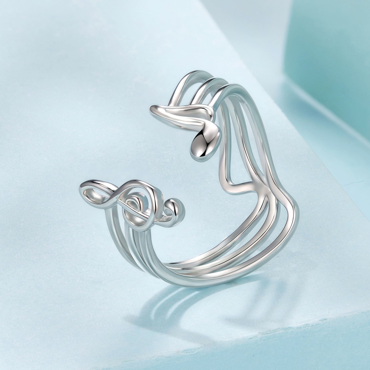 925 Sterling Silver Plated White Gold Adjustable Ring for Women DestGlow