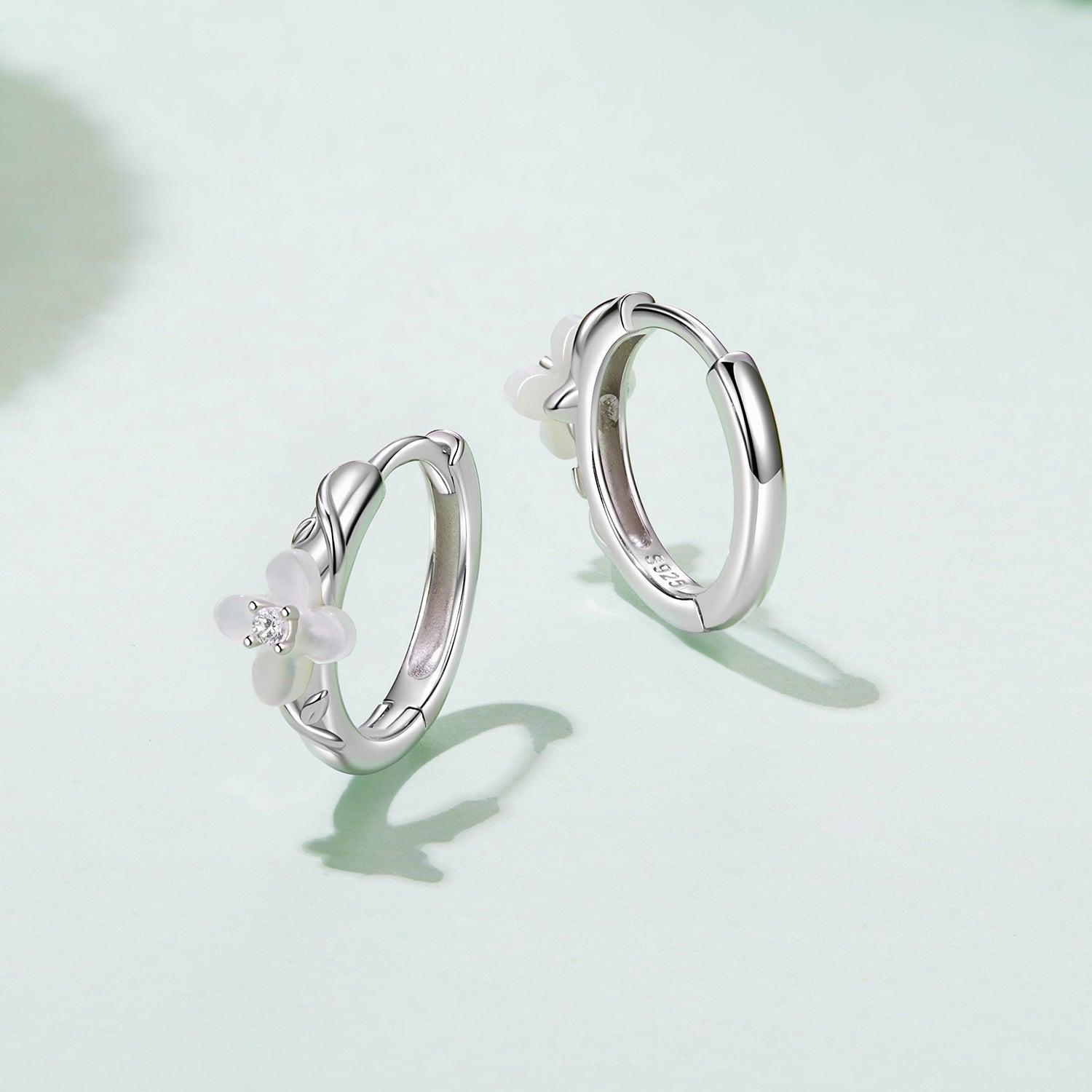 925 Sterling Silver Earrings with Pavé Setting CZ and High-Quality Nacre for Women DestGlow