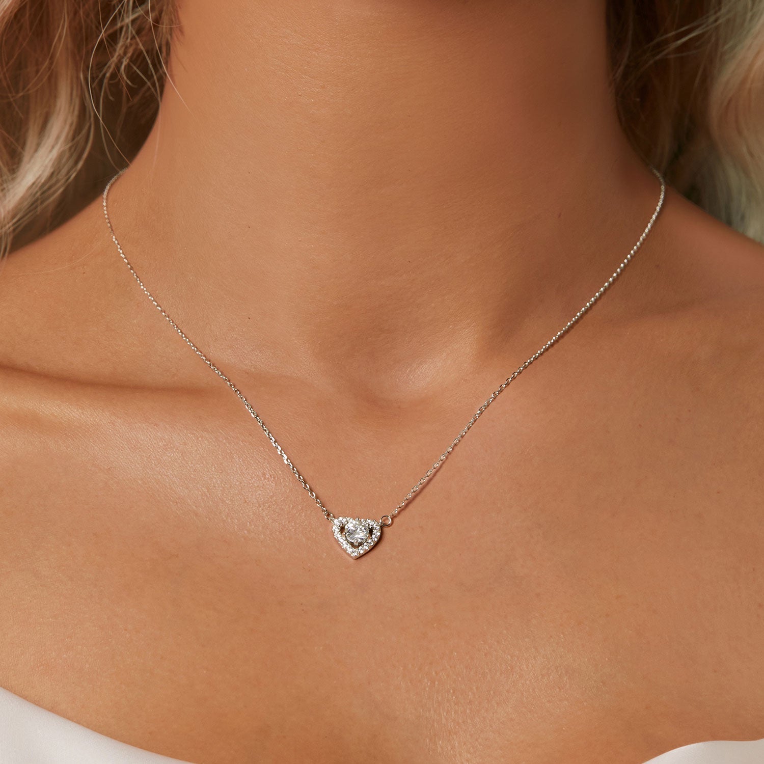 925 Sterling Silver Moissanite 0.5 Carat Necklace with CZ for Women DestGlow
