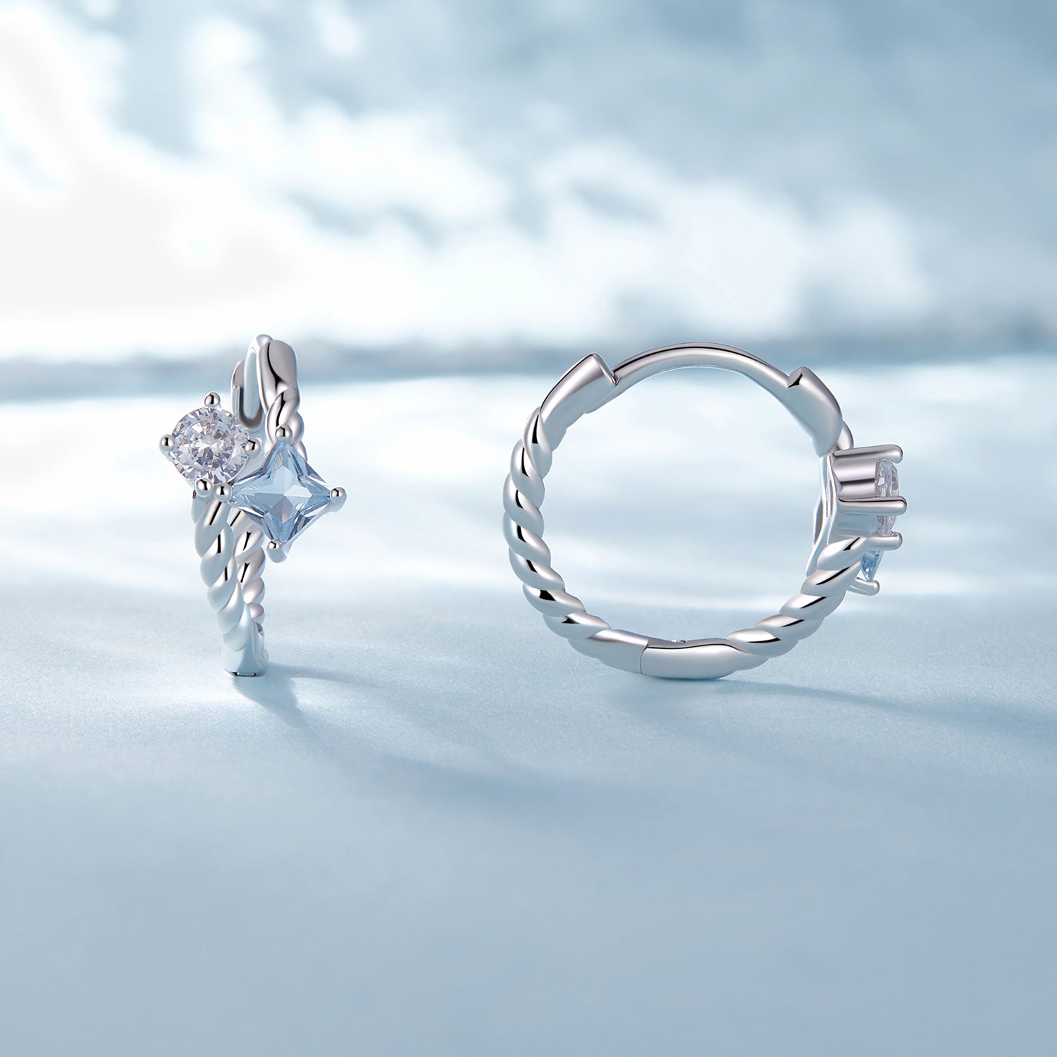 925 Sterling Silver Earrings with Spinel and CZ, 13x7mm, Plated Platinum for Women DestGlow