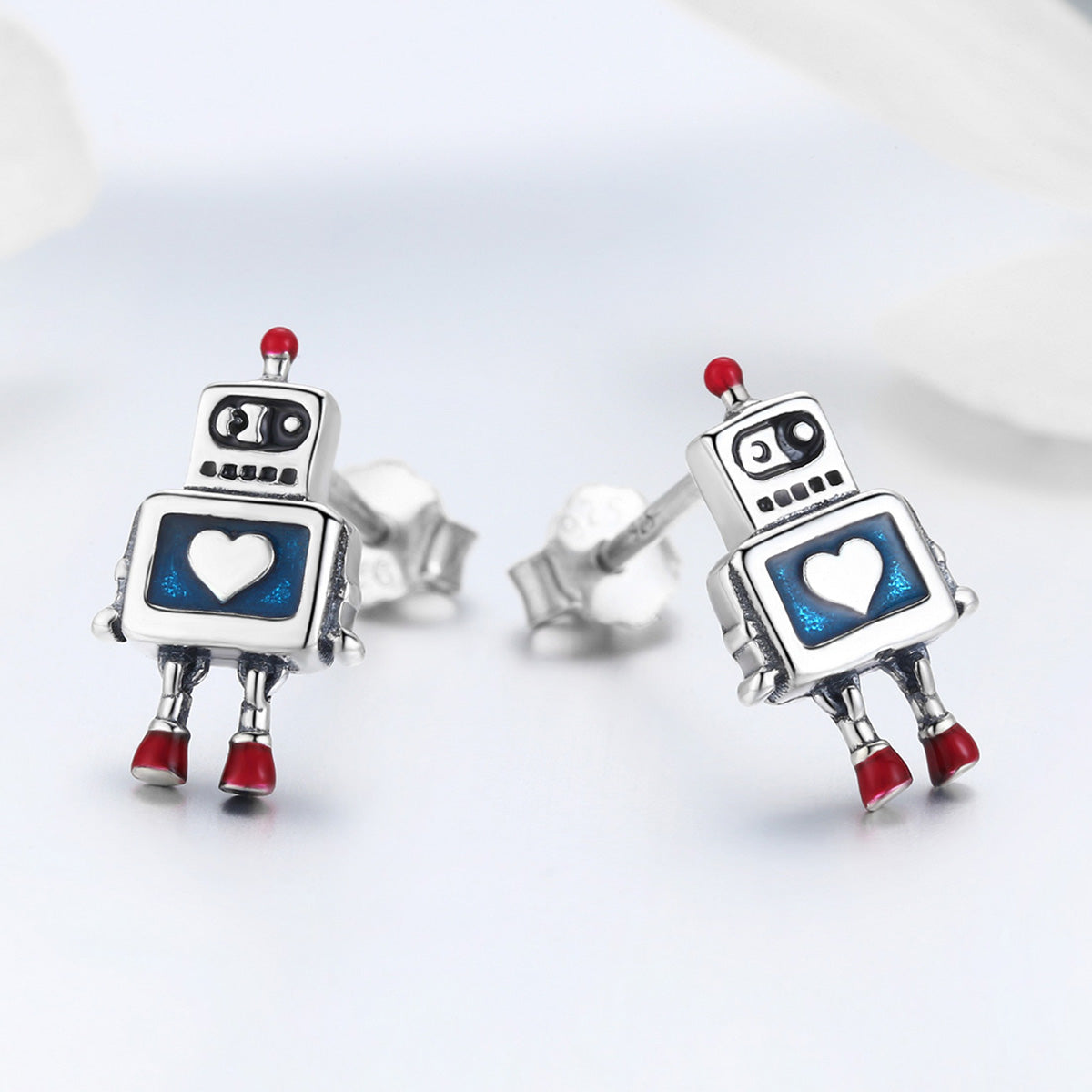 925 Sterling Silver 1.3cm Oxidized Enamel Earrings for Women DestGlow