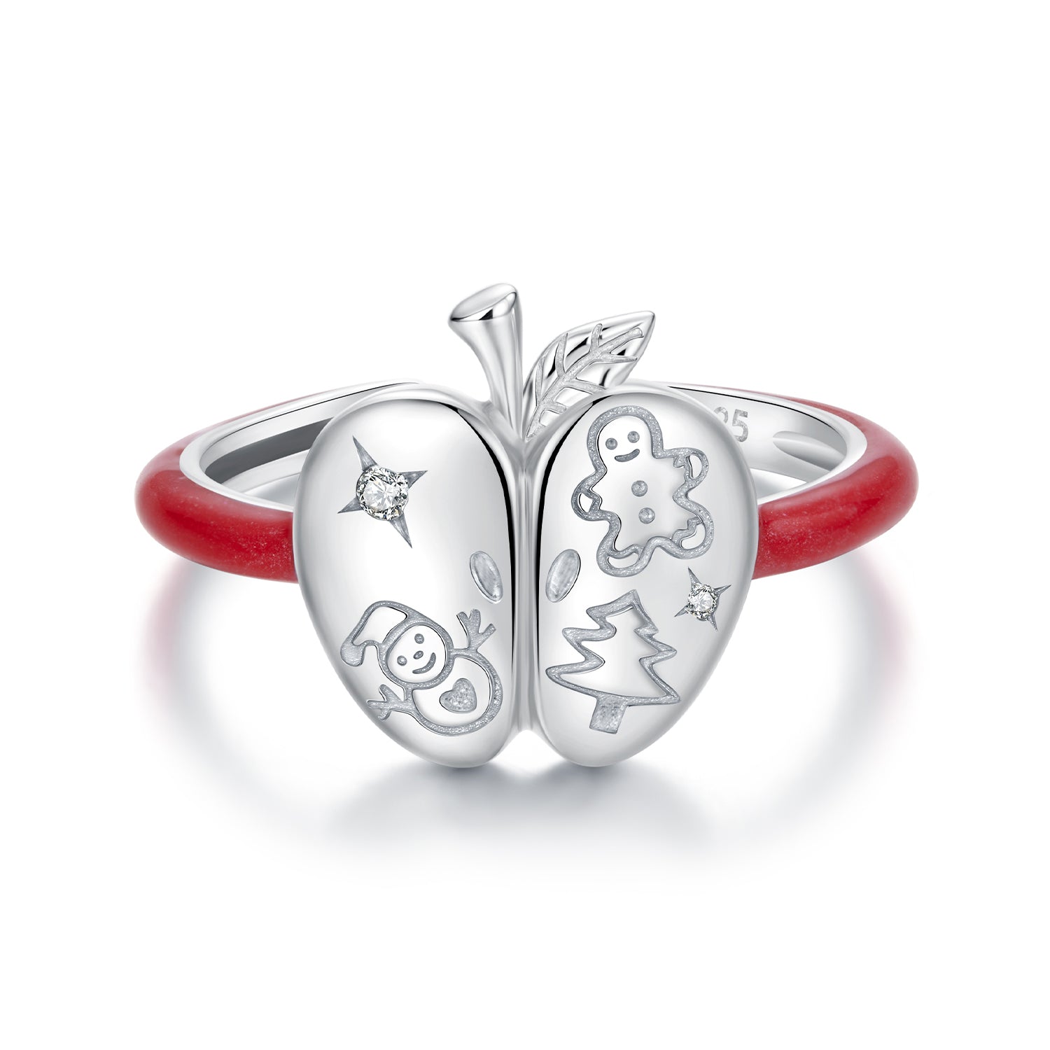 925 Sterling Silver Enamel Pavé CZ Ring for Women Size 1.3 cm DestGlow