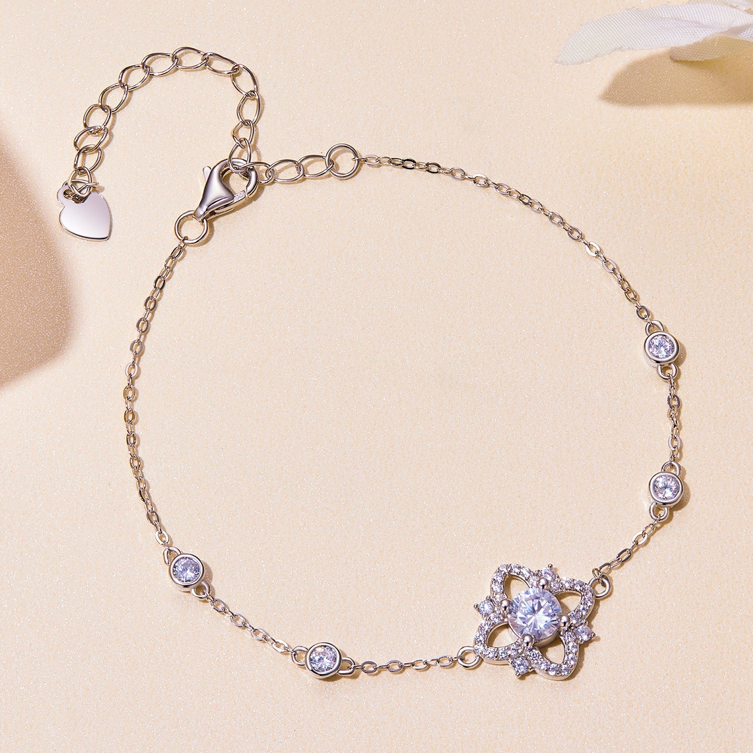 S925 Sterling Silver 0.5 Carat Moissanite Bracelet 16cm+5cm for Women DestGlow