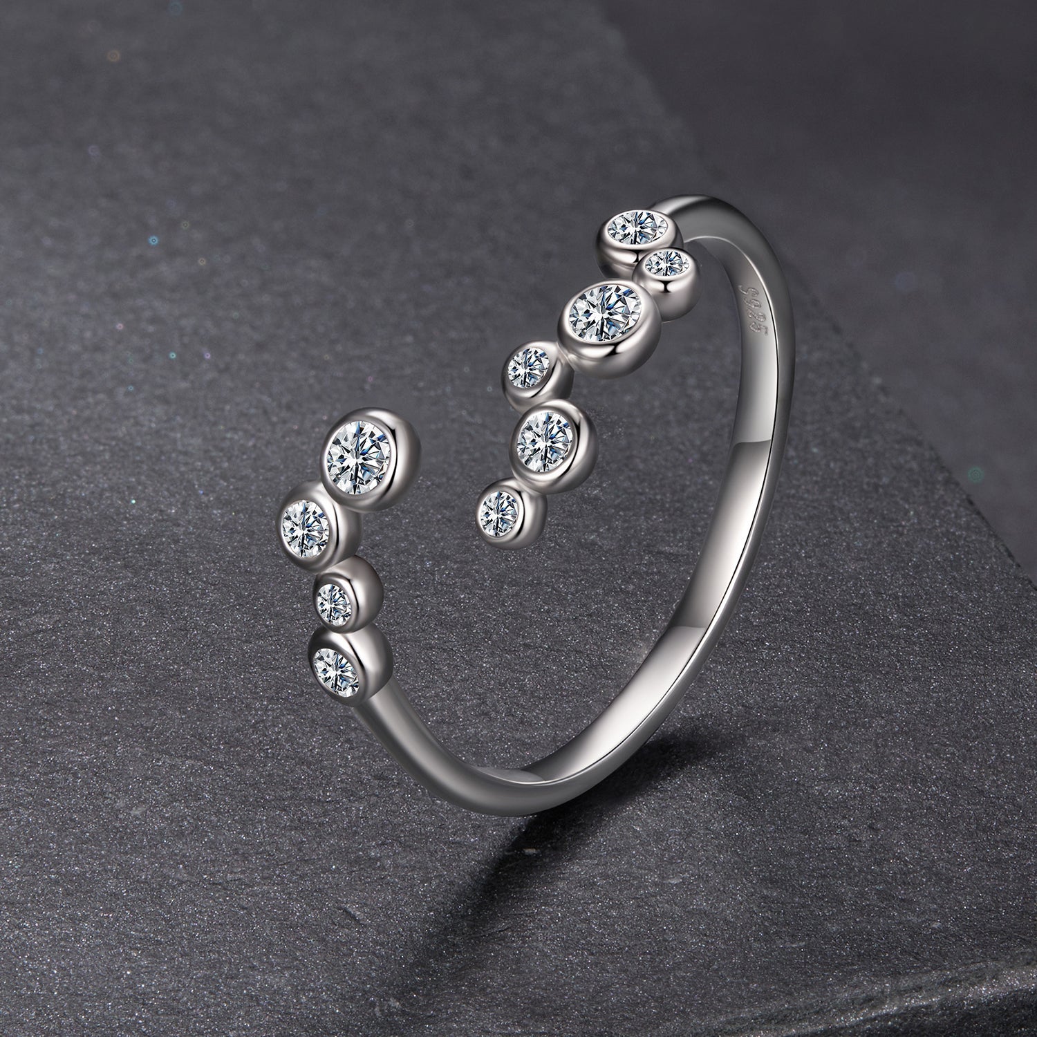 925 Sterling Silver Moissanite 0.06 Carat Ring for Women, Size E DestGlow