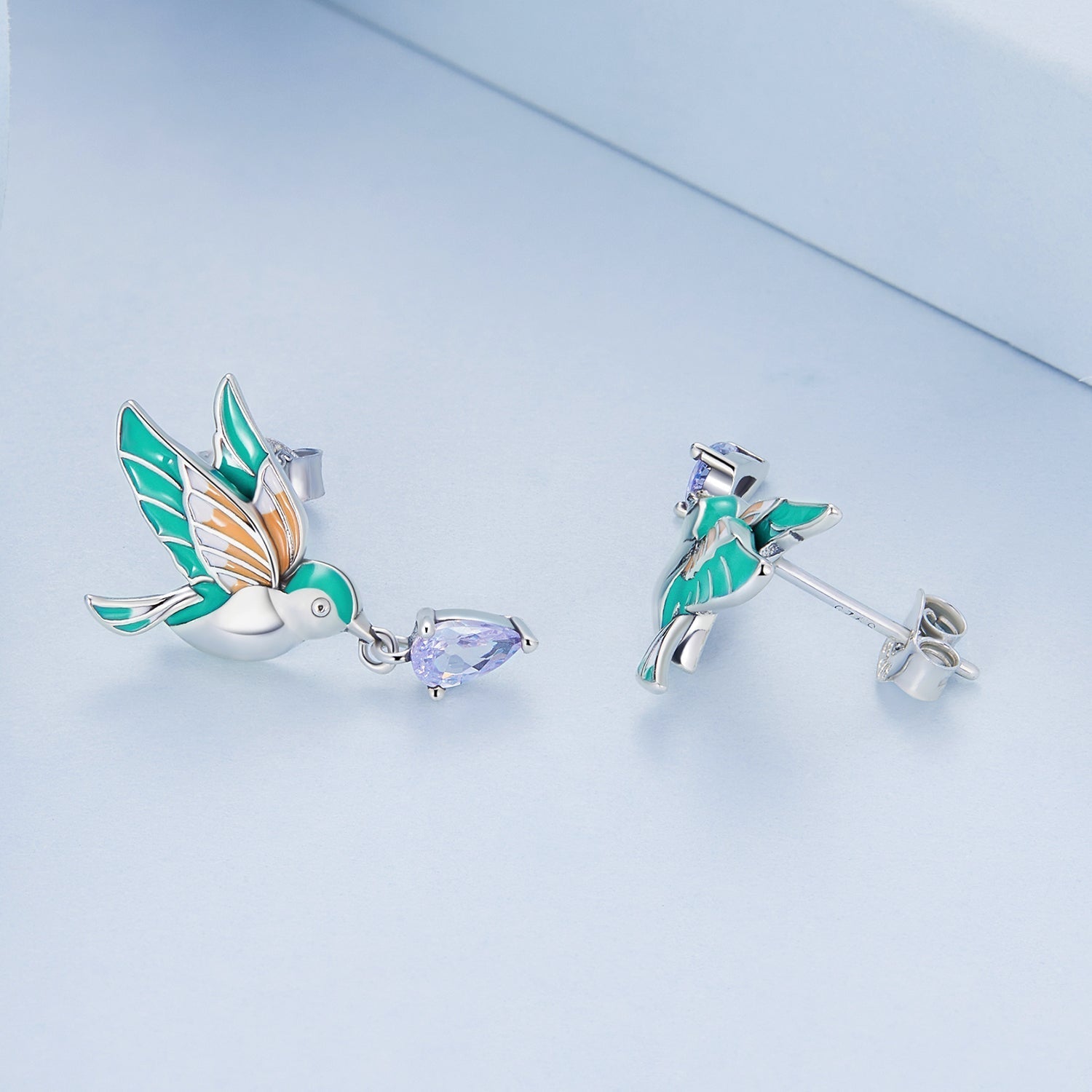 925 Sterling Silver Enamel Pavé Setting CZ Earrings DestGlow