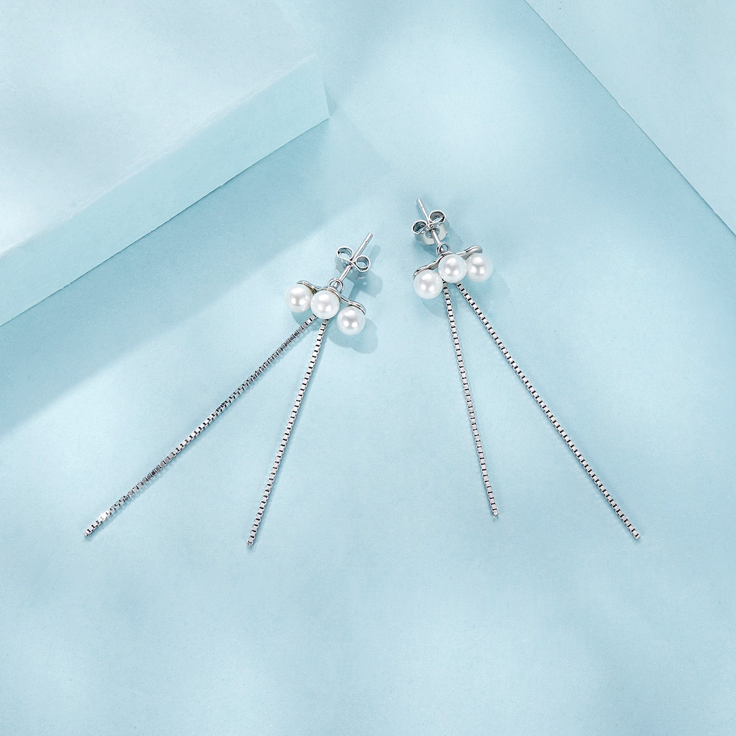 925 Sterling Silver White Gold Plated Shell Pearl Earrings DestGlow