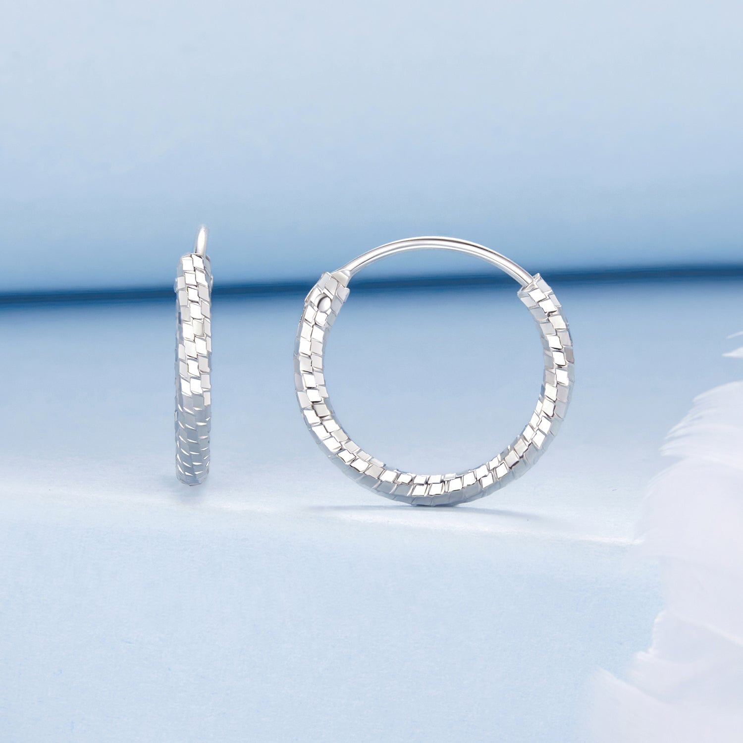 925 Sterling Silver Earrings for Women - White Gold Plated, 2.6*0.2 cm, Style L DestGlow