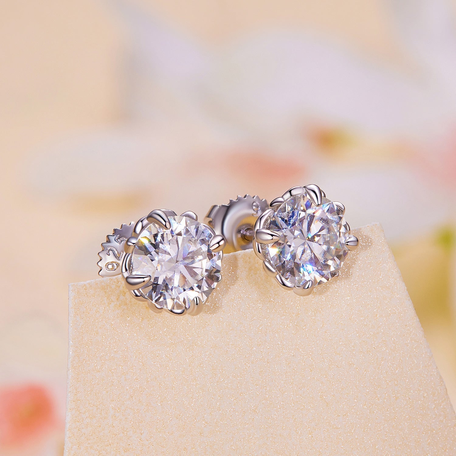 925 Sterling Silver & Moissanite 0.7cm Earrings Style L for Women DestGlow