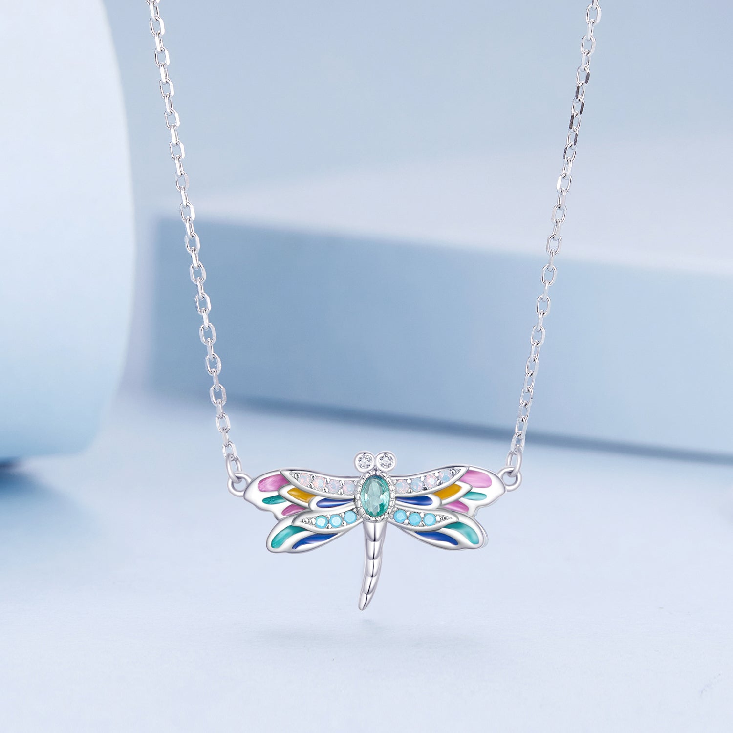 925 Sterling Silver Pendant Necklace with Pavé CZ and Plated Platinum DestGlow