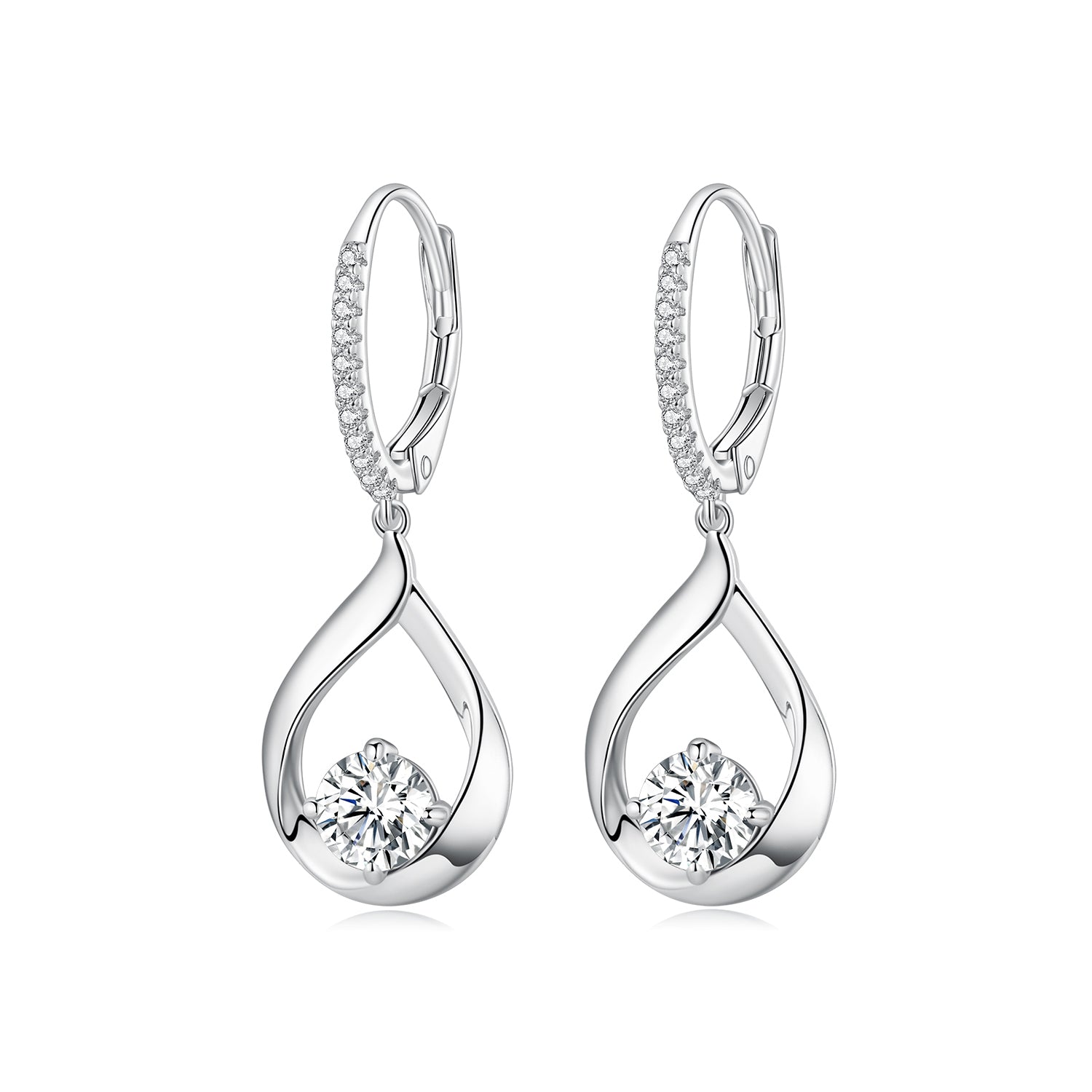 925 Sterling Silver Moissanite 0.5ct Earrings with Pavé Setting, Size 30*11mm for Women DestGlow