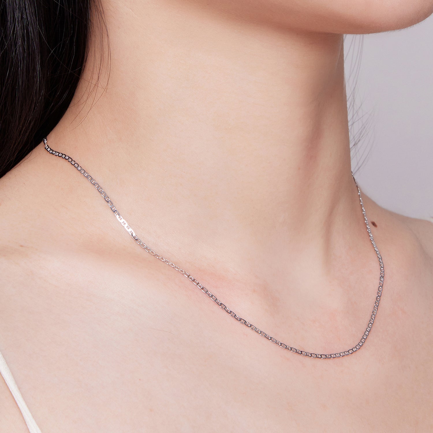925 Sterling Silver Plated Platinum 45cm Necklace DestGlow