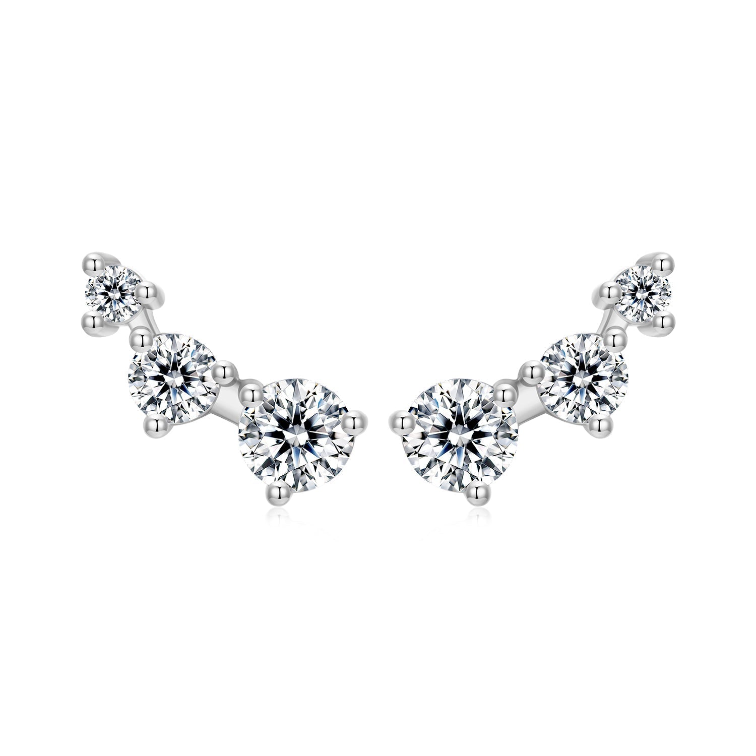 925 Sterling Silver Earrings with Pavé Setting CZ | Size 0.6*1.45cm for Women