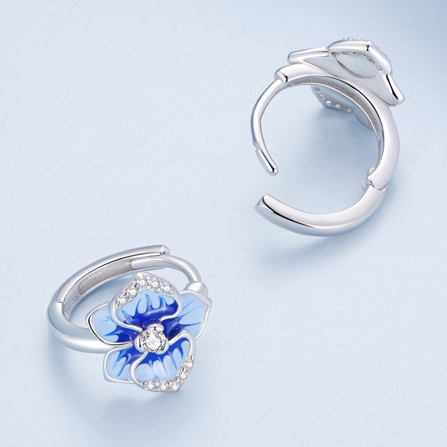 925 Sterling Silver Earrings with Enamel and Pavé Setting, 10mm for Women DestGlow