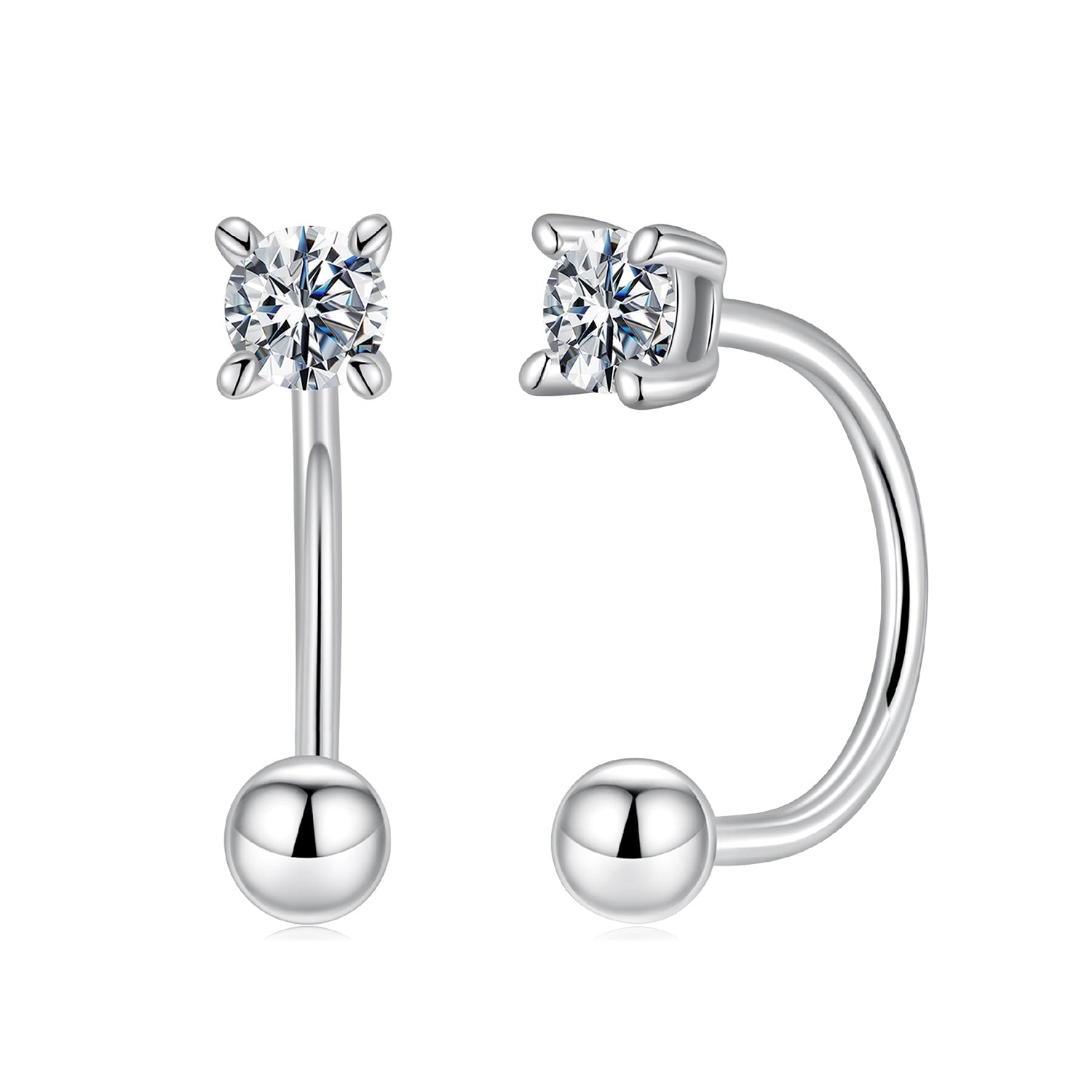 925 Sterling Silver Moissanite 0.1ct Earrings 1.3cm for Women DestGlow