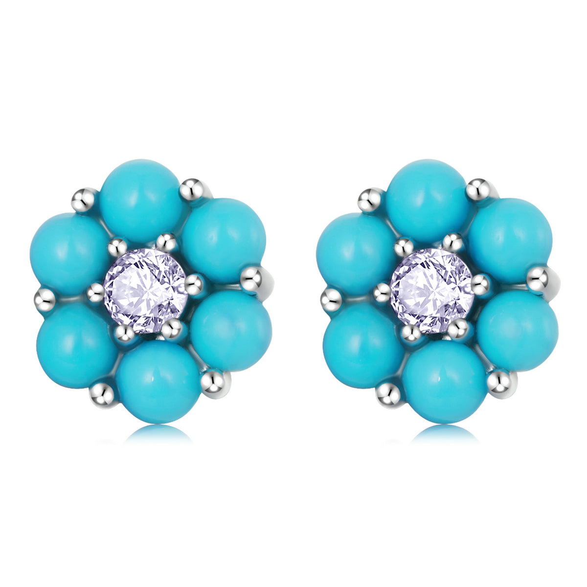 925 Sterling Silver Turquoise Pavé Setting CZ Earrings for Women DestGlow