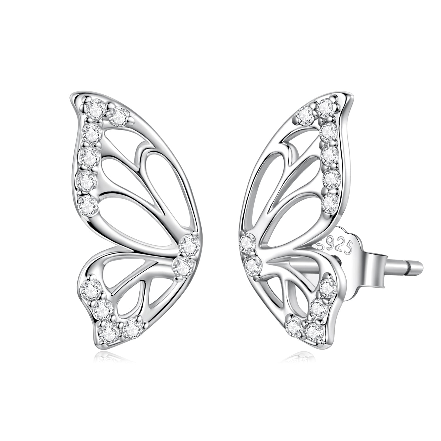 925 Sterling Silver White Gold Plated Pavé Set CZ Earrings - Small Size DestGlow