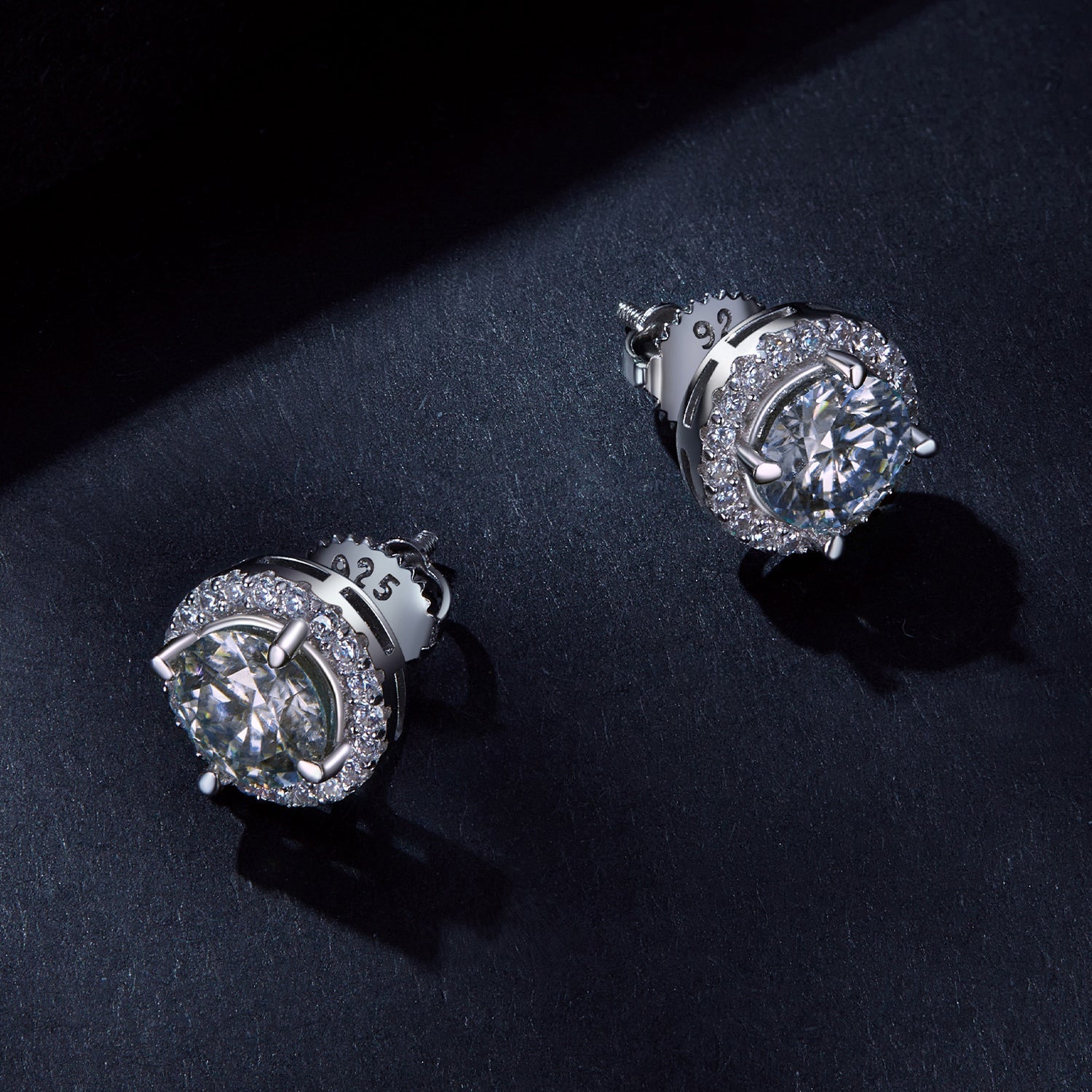 925 Sterling Silver Moissanite 1 Carat Earrings in 10mm Pavé Setting for Women DestGlow