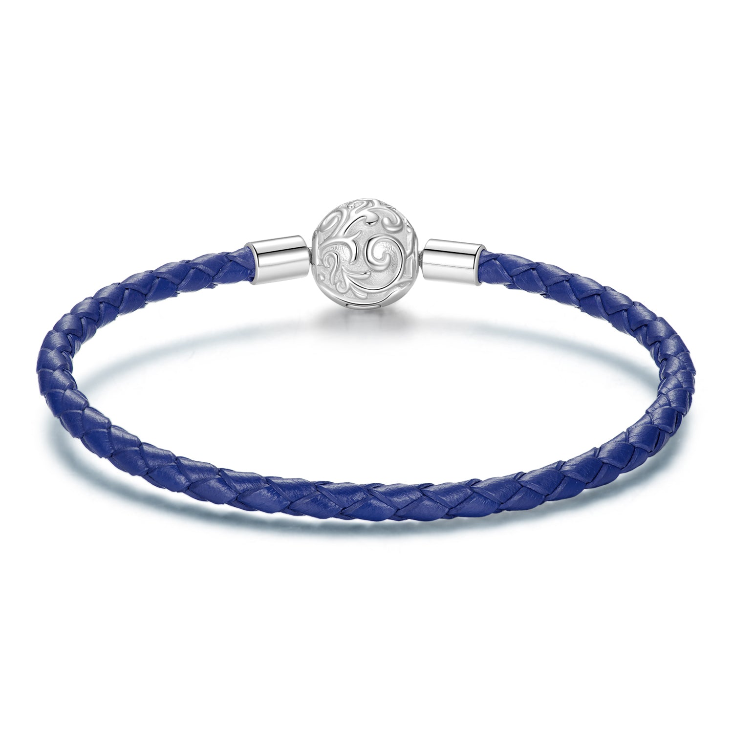 925 Sterling Silver Leather Rope Bracelet 17cm - Oxidized Silver for Women DestGlow