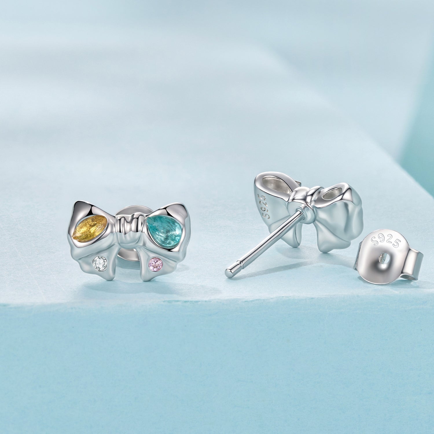 925 Sterling Silver Earrings with Transparent Glass and CZ for Women DestGlow