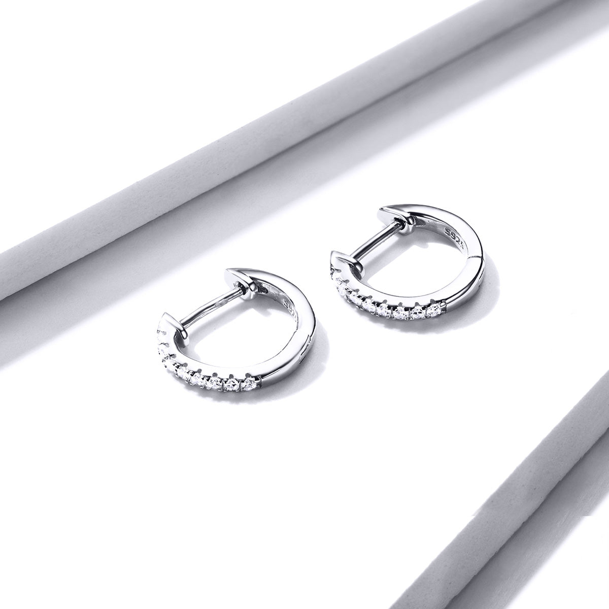 925 Sterling Silver 1.3cm Pavé Set CZ Earrings DestGlow