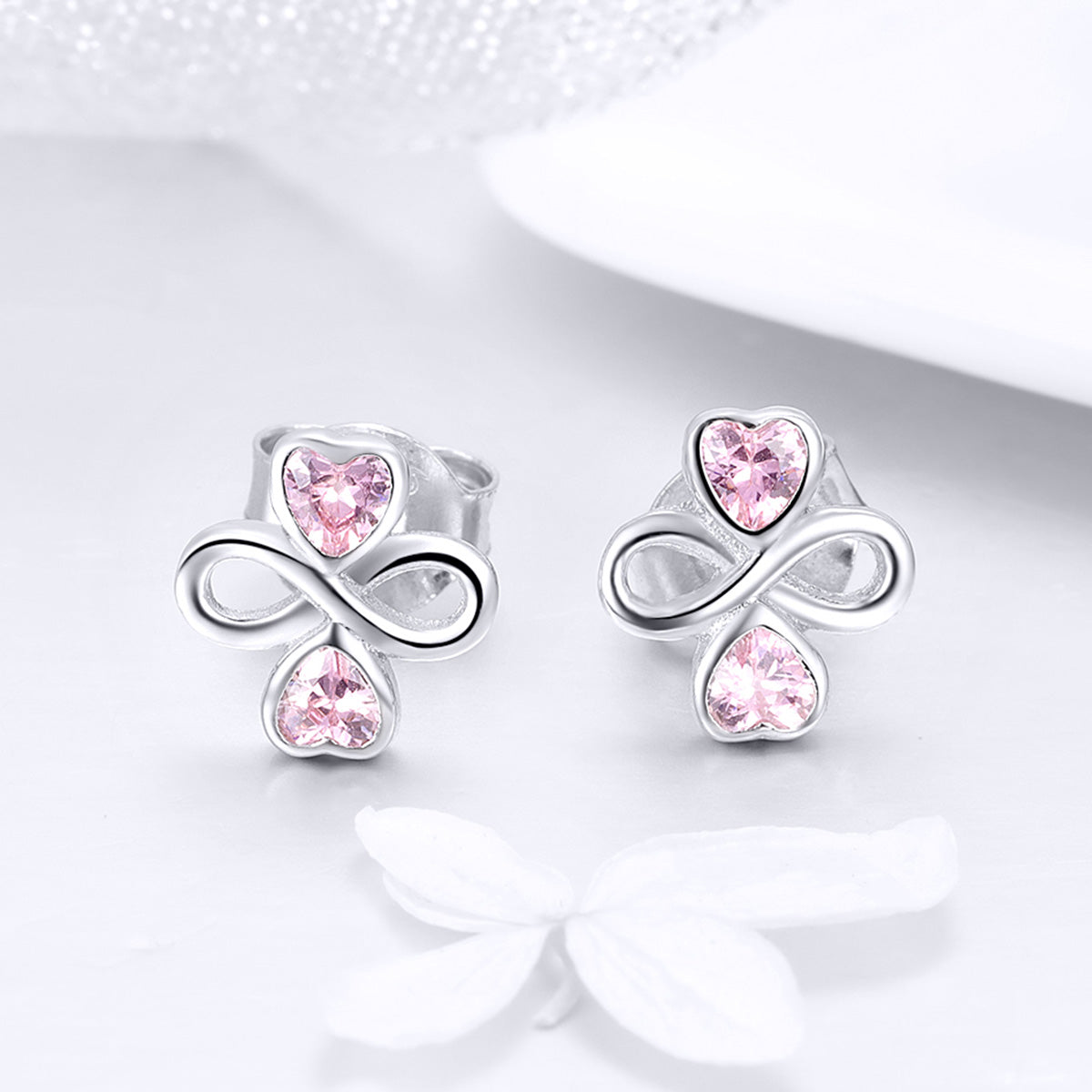 925 Sterling Silver Platinum Plated Pavé Setting CZ Earrings DestGlow