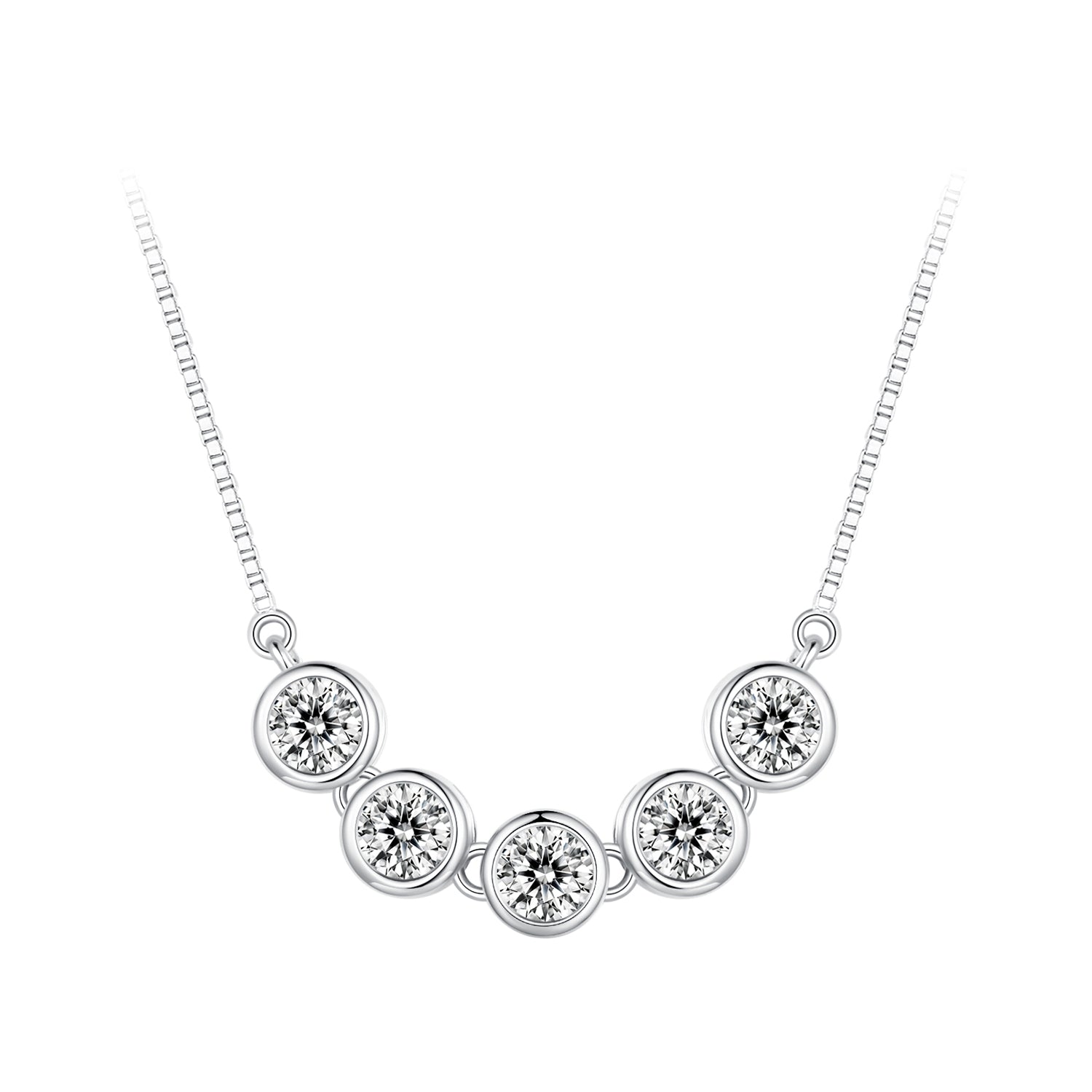 925 Sterling Silver 4mm Moissanite Plated Platinum Necklace for Women DestGlow