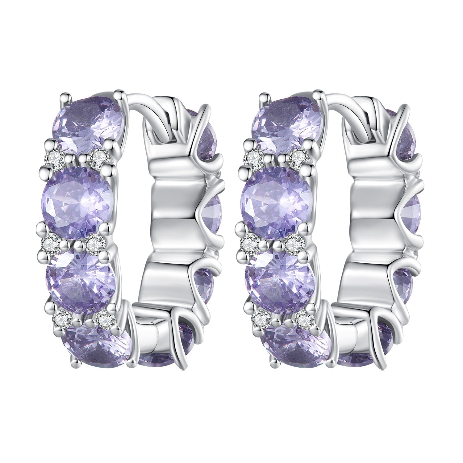 925 Sterling Silver Earrings with Pavé Setting and Plated Platinum for Women DestGlow