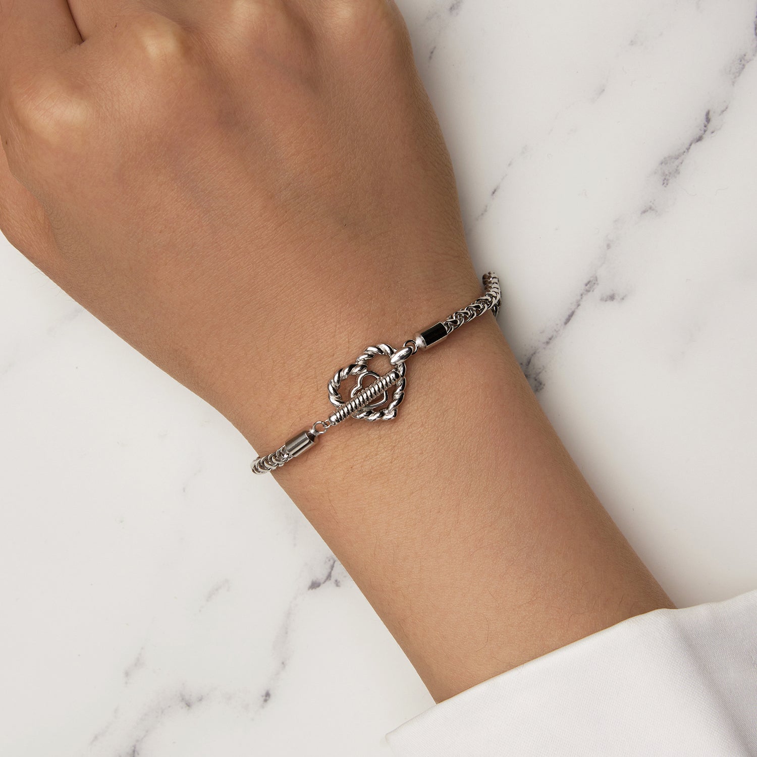 925 Sterling Silver 3.0mm Plated Platinum Bracelet Size 17.0 for Women DestGlow