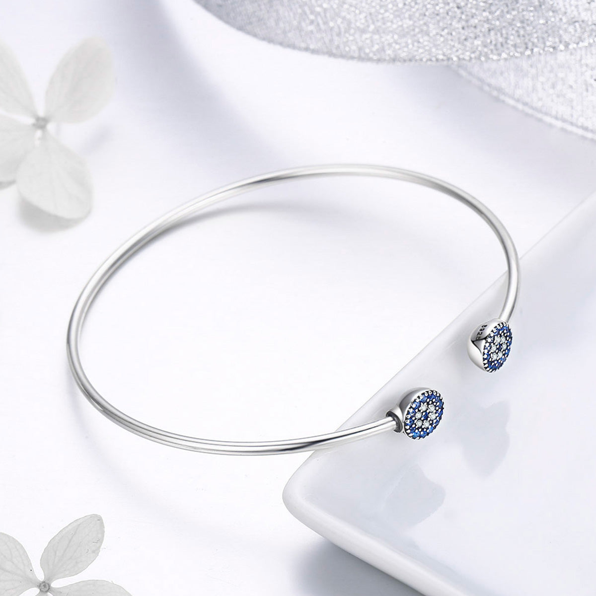 925 Sterling Silver Bracelet with Outer Diameter 6cm and Wall Thickness 0.2cm for Women DestGlow