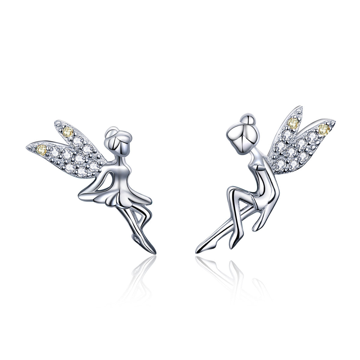 925 Sterling Silver Stud Earrings with CZ, 1.2 x 1.5cm & 1.5 x 0.9cm, Women DestGlow