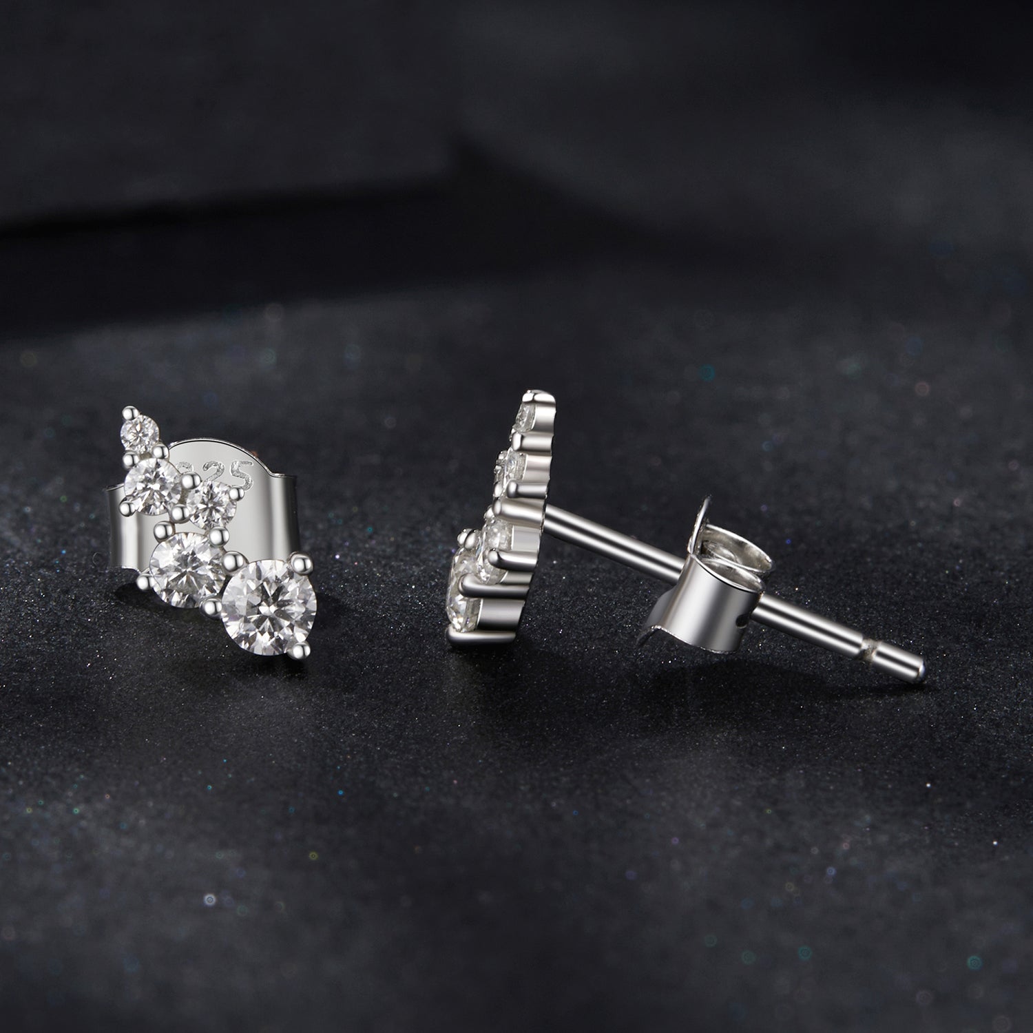 925 Sterling Silver Moissanite Earrings with White Gold Plating for Women DestGlow