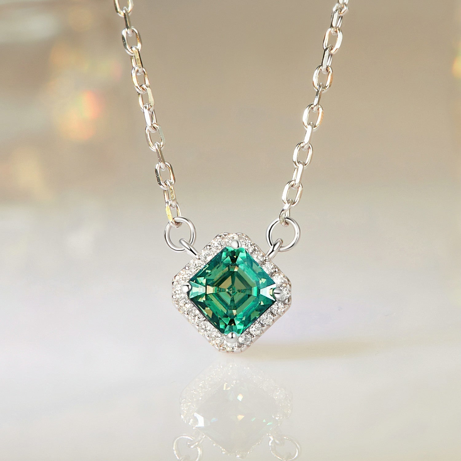925 Sterling Silver 0.6 Carat Moissanite Pendant Necklace for Women DestGlow