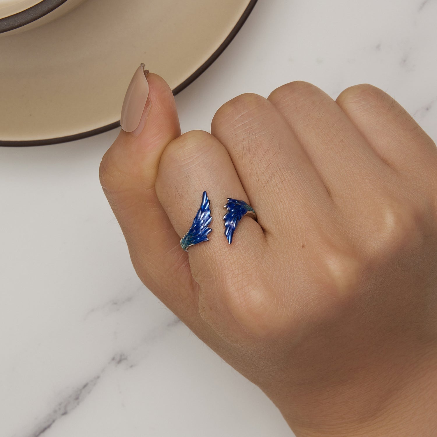 925 Sterling Silver Enamel Ring Size 9.0 for Women DestGlow