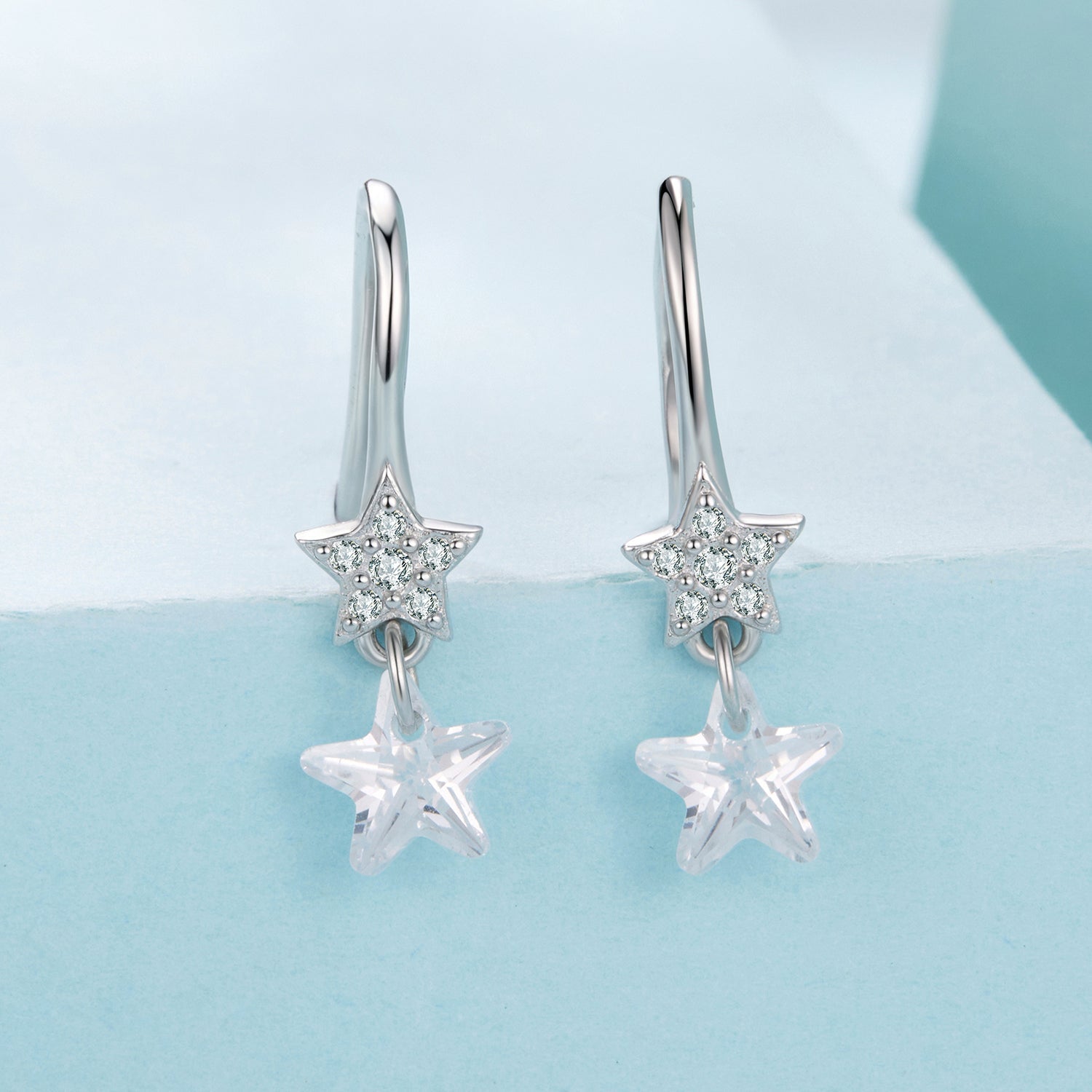 925 Sterling Silver Earrings with Pavé Setting CZ, White Gold Plating, 2.1*0.6cm, for Women DestGlow