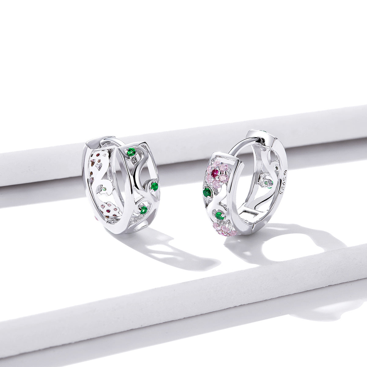 925 Sterling Silver Earrings with Pavé Setting CZ, 1.2*0.5cm, for Women DestGlow