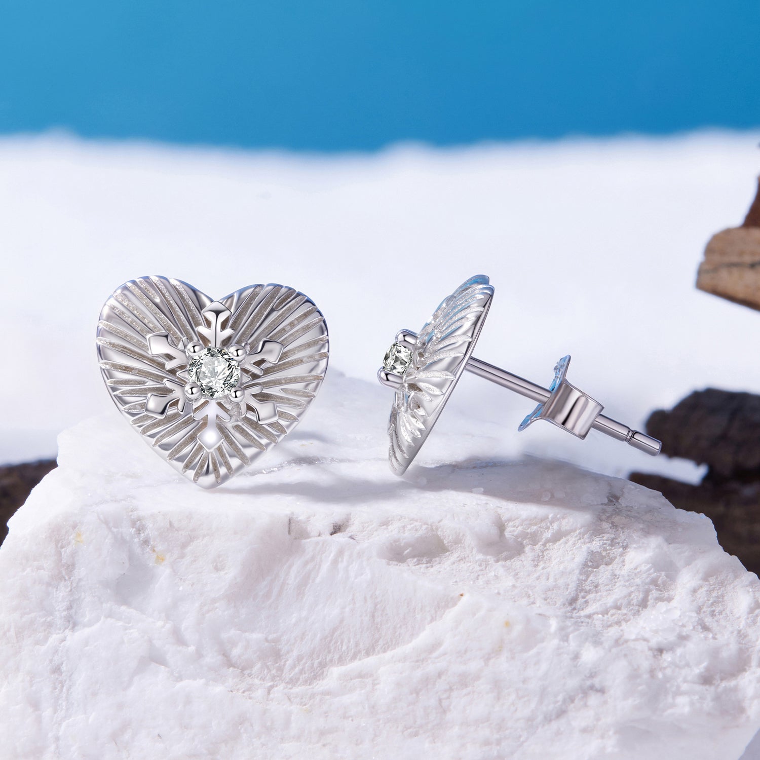 925 Sterling Silver Earrings with CZ in White Gold Plating for Women DestGlow