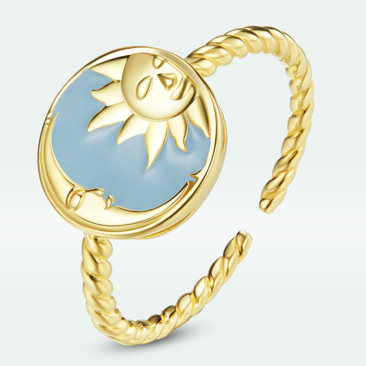 925 Sterling Silver Enamel Gold Plated Ring, 1.1cm Round Size for Women DestGlow