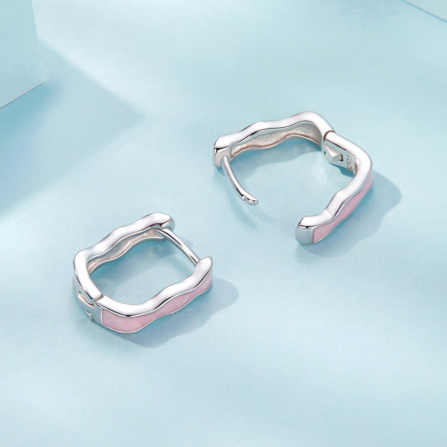 925 Sterling Silver Earrings with Enamel in White Gold Finish - 13*3mm for Women DestGlow
