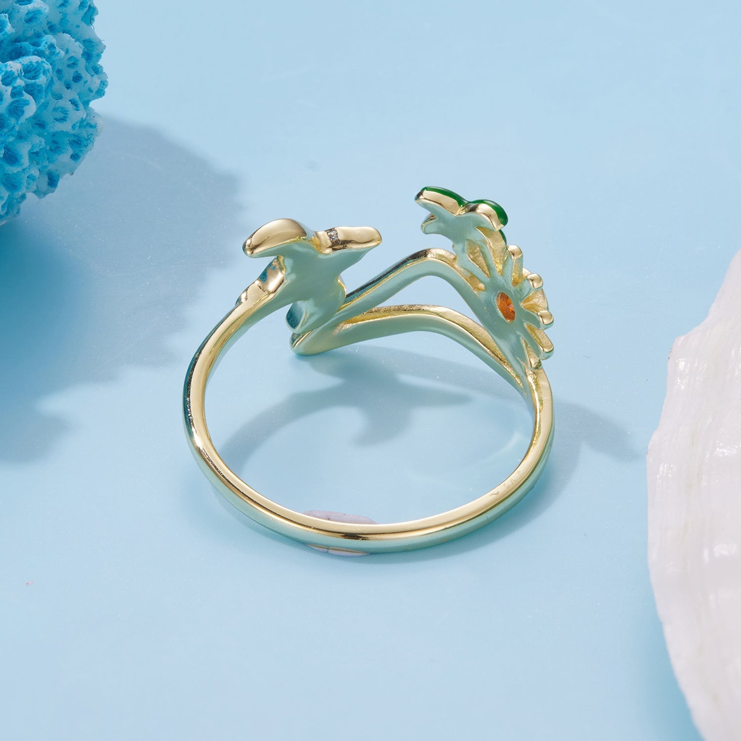 925 Sterling Silver Enamel Gold-Plated Ring for Women DestGlow
