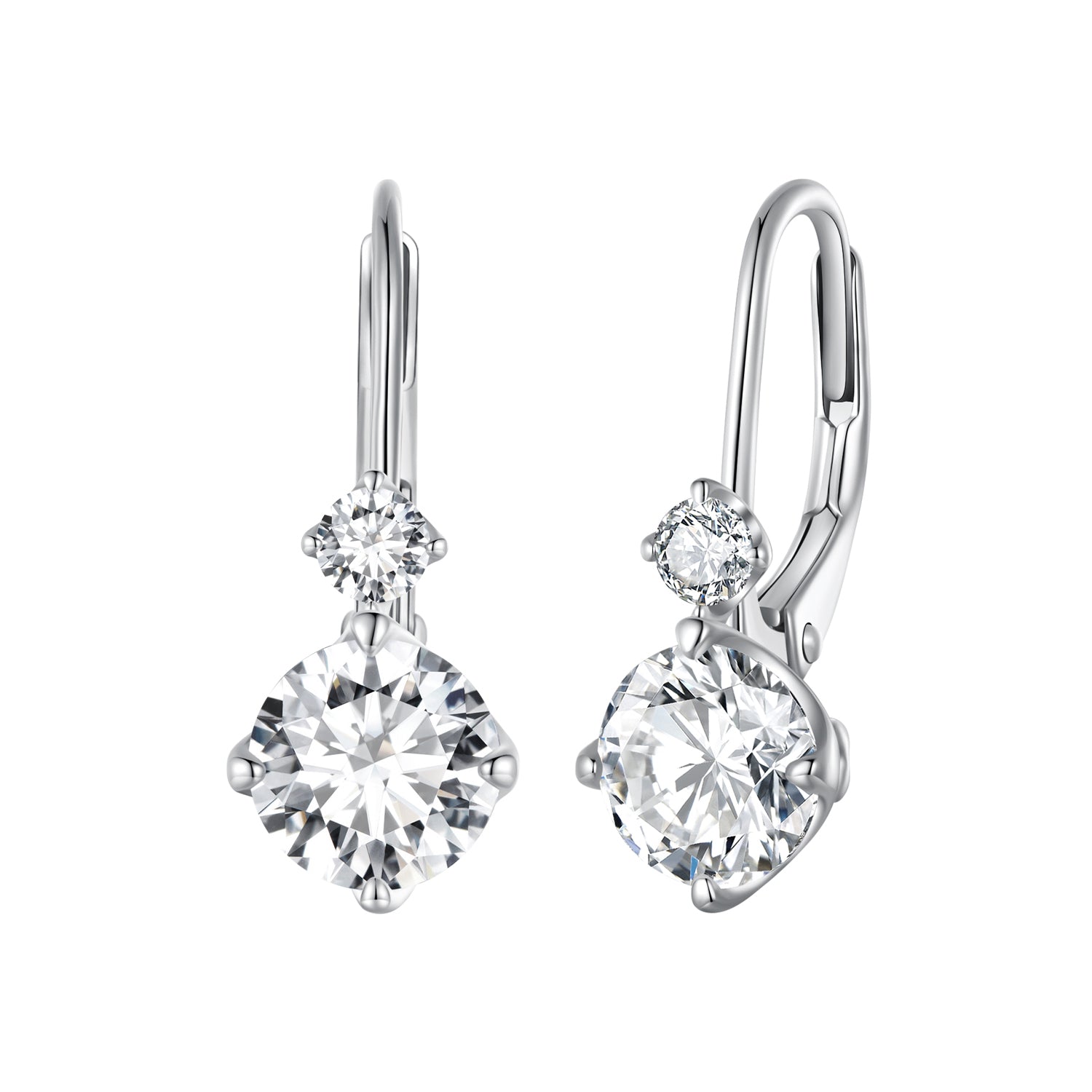 925 Sterling Silver Moissanite Earring with Pavé Setting, 6.5mm, for Women DestGlow