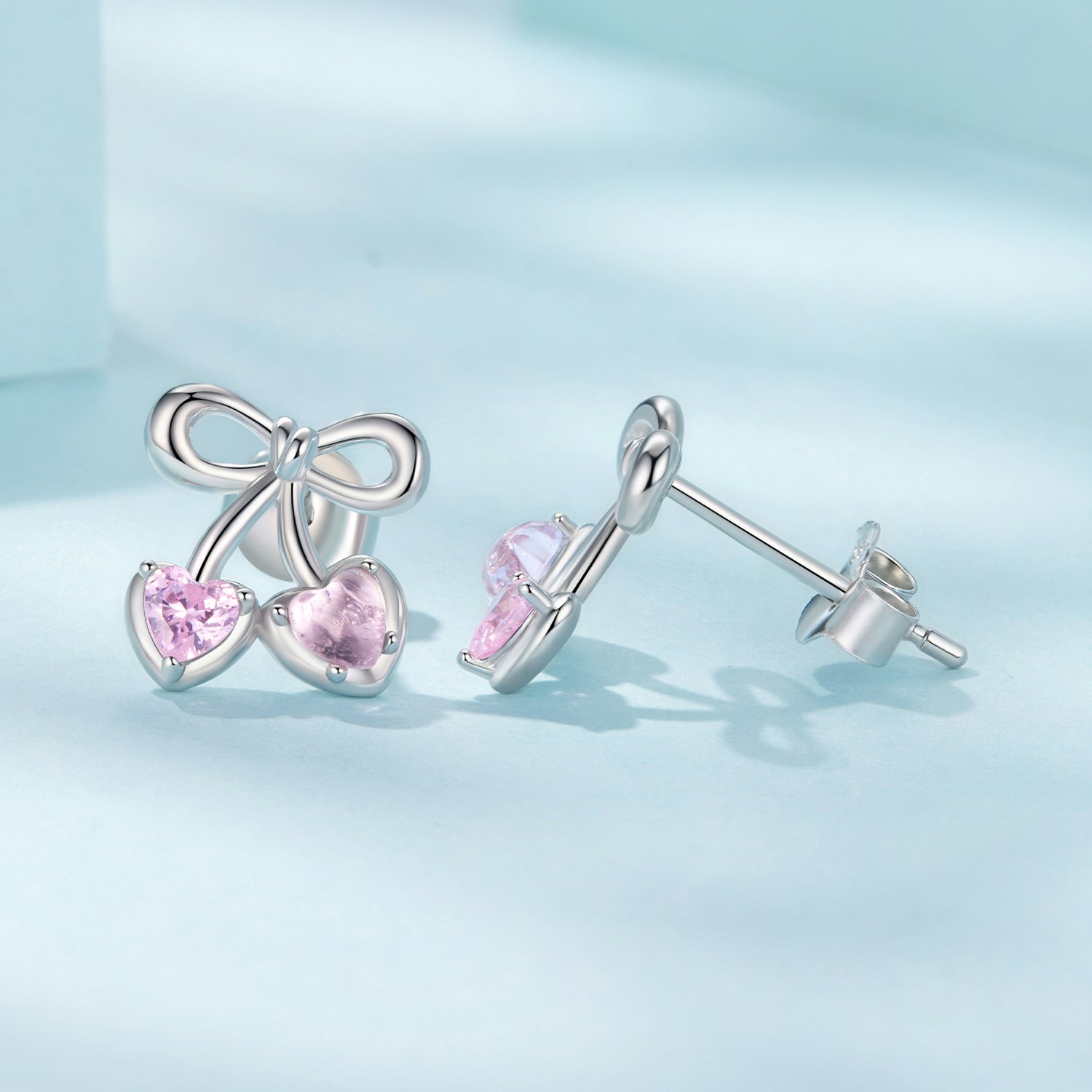 925 Sterling Silver Earrings with Pavé Setting CZ and Transparent Glass for Women DestGlow